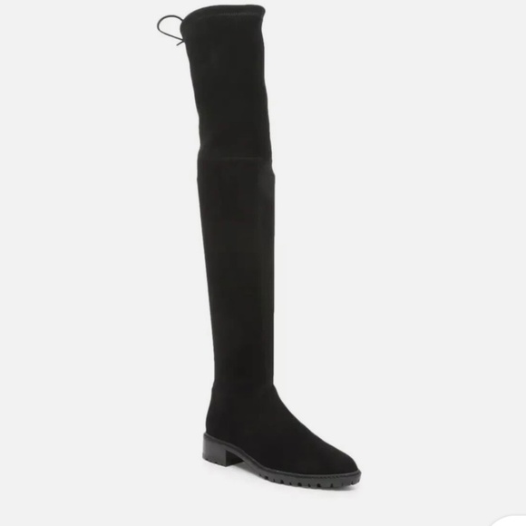 Stuart Weitzman Sz 9  Womens City OTK Boots Black Stretch Suede Leather $950! - Picture 1 of 7